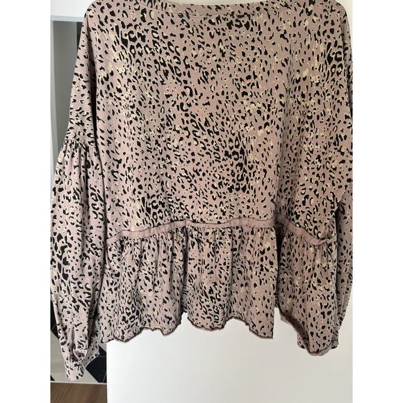 Fate Women's L Baby Doll Animal Print Boho Y2K Ruffle Cotton Top - Picture 5 of 5